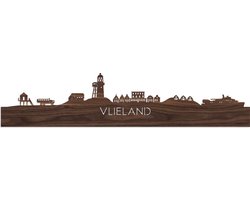 Skyline Vlieland Notenhout - 120 cm - Woondecoratie - Wanddecoratie - Meer steden beschikbaar - Woonkamer idee - City Art - Steden kunst - Cadeau voor hem - Cadeau voor haar - Jubileum - Trouwerij - WoodWideCities
