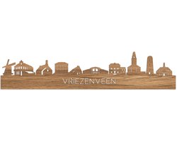 Skyline Vriezenveen Eikenhout - 100 cm - Woondecoratie - Wanddecoratie - Meer steden beschikbaar - Woonkamer idee - City Art - Steden kunst - Cadeau voor hem - Cadeau voor haar - Jubileum - Trouwerij - WoodWideCities
