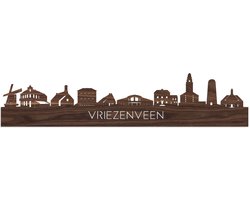 Skyline Vriezenveen Notenhout - 100 cm - Woondecoratie - Wanddecoratie - Meer steden beschikbaar - Woonkamer idee - City Art - Steden kunst - Cadeau voor hem - Cadeau voor haar - Jubileum - Trouwerij - WoodWideCities