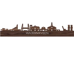 Skyline Waddinxveen Notenhout - 120 cm - Woondecoratie - Wanddecoratie - Meer steden beschikbaar - Woonkamer idee - City Art - Steden kunst - Cadeau voor hem - Cadeau voor haar - Jubileum - Trouwerij - WoodWideCities