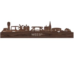 Skyline Weesp Notenhout - 100 cm - Woondecoratie - Wanddecoratie - Meer steden beschikbaar - Woonkamer idee - City Art - Steden kunst - Cadeau voor hem - Cadeau voor haar - Jubileum - Trouwerij - WoodWideCities