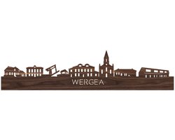 Skyline Wergea Notenhout - 100 cm - Woondecoratie - Wanddecoratie - Meer steden beschikbaar - Woonkamer idee - City Art - Steden kunst - Cadeau voor hem - Cadeau voor haar - Jubileum - Trouwerij - WoodWideCities