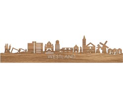 Skyline Westland Eikenhout - 80 cm - Woondecoratie - Wanddecoratie - Meer steden beschikbaar - Woonkamer idee - City Art - Steden kunst - Cadeau voor hem - Cadeau voor haar - Jubileum - Trouwerij - WoodWideCities