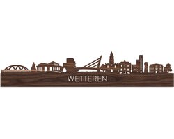Skyline Wetteren Notenhout - 80 cm - Woondecoratie - Wanddecoratie - Meer steden beschikbaar - Woonkamer idee - City Art - Steden kunst - Cadeau voor hem - Cadeau voor haar - Jubileum - Trouwerij - WoodWideCities