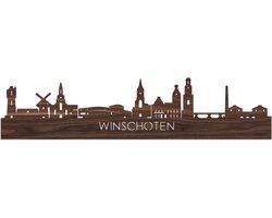 Skyline Winschoten Notenhout - 80 cm - Woondecoratie - Wanddecoratie - Meer steden beschikbaar - Woonkamer idee - City Art - Steden kunst - Cadeau voor hem - Cadeau voor haar - Jubileum - Trouwerij - WoodWideCities