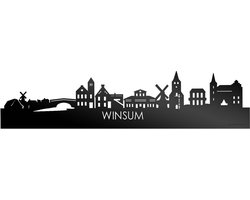 Skyline Winsum Zwart Glanzend - 100 cm - Woondecoratie - Wanddecoratie - Meer steden beschikbaar - Woonkamer idee - City Art - Steden kunst - Cadeau voor hem - Cadeau voor haar - Jubileum - Trouwerij - WoodWideCities