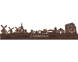 Skyline Zaandam Notenhout - 100 cm - Woondecoratie - Wanddecoratie - Meer steden beschikbaar - Woonkamer idee - City Art - Steden kunst - Cadeau voor hem - Cadeau voor haar - Jubileum - Trouwerij - WoodWideCities
