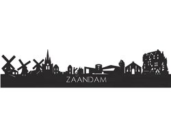 Skyline Zaandam Zwart hout - 120 cm - Woondecoratie - Wanddecoratie - Meer steden beschikbaar - Woonkamer idee - City Art - Steden kunst - Cadeau voor hem - Cadeau voor haar - Jubileum - Trouwerij - WoodWideCities