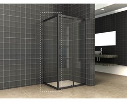 Skyline zijwand 800x2000 mat-zwart 8mm NANO voor skyline schuifbare nisdeur