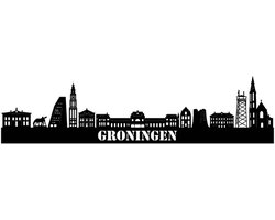 Skyline | Zwart | Hout | Groningen | 55 CM | Geschenk | Decoratie