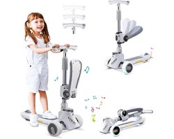 SkyNext Step – 2-in-1 baby driewieler kinderstep – verstelbaar zadel – opvouwbaar ontwerp – verstelbare stuurhoogte – LED wielen met muziek – geschikt voor jongens en meisjes 1-5 jaar – maximale belasting 50 kg