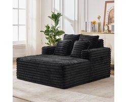 Slaapbank - 135x128x86 cm - Zwart - Velvet - Zachte Zit - Met Slaapfunctie - Geen Montage