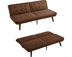 Slaapbank - 146 cm - Opvouwbare Futon Loveseat - met 5-Staps Verstelbare Rugleuning - Bruin