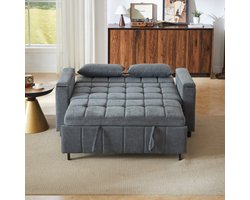Slaapbank 148,6 × 81,3 × 86,4 cm - 3-in-1 met Opbergruimte - Chenille - Grijs