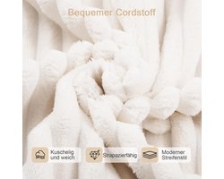 Slaapbank 150x90x30 cm Opvouwbaar 3-in-1 – Compacte Logeerbank & Vloerbed met Kussens – Corduroy Stof & Hoogwaardig Schuim – Beige – Laura