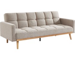 Slaapbank 2 persoons – Uitklapbare bank met matras – Beige – 214 cm