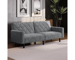 Slaapbank 2-Zits Met Slaapfunctie – Fluweel – Donkergrijs – 159 Cm – Ligoppervlak 140,5 × 94 Cm