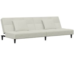 Slaapbank 2-zits | Tweezitsbank | 2-zitsbank met 2 kussens fluweel crèmekleurig