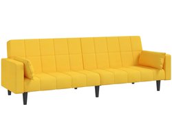 Slaapbank 2-zits | Tweezitsbank | 2-zitsbank met 2 kussens stof geel