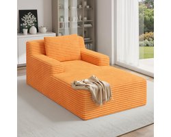 Slaapbank 3-zits 160x105x72 cm – Corduroy Bank Oranje – Comfortabele Zitbank met Rugkussens & Armleuningen – Opvouwbare Loungesofa Zonder Montage – Compact & Ergonomisch – Laura