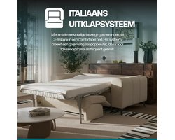 Slaapbank 3-zits met Italiaans vouwsysteem 205x105x82 cm – 140x200 cm HR matras – Modern grijs design – Furnitureland