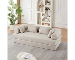 Slaapbank - 4-in-1 Modulair met Verstelbare Rugleuning - Chenille - Beige
