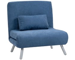 Slaapbank 80x75x83 cm Blauw Metalen constructie Stoel Loungestoel Opvouwbed Met kussen Zacht en comfortabel Stevig en duurzaam Te gebruiken in de woonkamer, de slaapkamer en de studeerkamer
