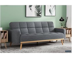 Slaapbank Adana Grijs , voor 3 personen, Eucalyptushouten frame, koudschuim matras