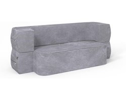 Slaapbank - Bank met slaapfunctie - Ontspannen en slapen - Omklapbare rug en zijleuning - 190 cm breed - Grijs