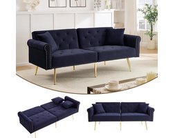 Slaapbank - Bank Sofa - Kleine Ruimtes - Verstelbare Rugleuning - 173 x 75 x 70 cm - Antiek Blauw