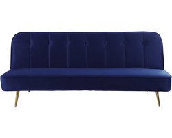 Slaapbank bankstel velours "James" - 180 x 83 x 75 cm - 3 zits - Blauw Donkerblauw