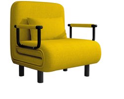 Slaapbank – Bedbank – Slaapstoel – Slaapfauteuil – Ligbed – Verstelbare Rugleuning 5-standen – Duurzaam Polyester 60x68x85 cm – Geel