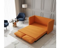 Slaapbank Bodensofa Uitklapbaar 2-Zits Sofa Bed met Schlaffunctie – Opklapbare Lounge Bank met Metalen Frame & Dikke Kussens – Comfortabel Bodensofa voor Woonkamer of Slaapkamer – Donkergeel – Medahomestore