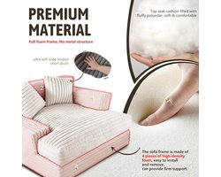 Slaapbank Chaise Longue Opvouwbaar 135x152x80 cm – Luxe Lounge Fauteuil Bedbank met Hoogwaardig Schuim, Afneembare Hoes & Ergonomische Ondersteuning – Beige Vierkant – Laura