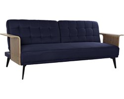 Slaapbank DKD Home Decor Zwart Blauw Metaal Bruin Polyester Eucalyptushout (203 x 87 x 81 cm)