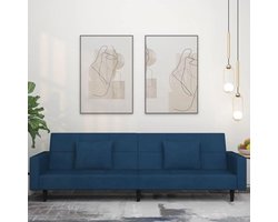 Slaapbank - Gastenbedbank - Comfortabel ontspannen - 2-in-1-functie - 220 cm breed - Blauw