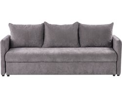 Slaapbank HOLSEN Stof Taupe met opbergruimte 3-zitter
