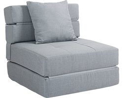 Slaapbank, inklapbaar, Inclusief 1 afneembaar en wasbaar kussen, lichtgrijze stof, voor woonkamer, slaapkamer, thuiskantoor (1-zits)
