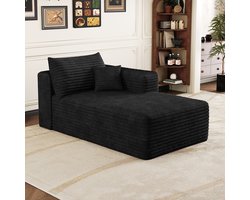 Slaapbank links - Comfortabel zitten en slapen - Ruimtebesparend in elke kamer - Makkelijk om te zetten tot bed - Zwarte stoffen bekleding - Stevig frame