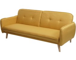 Slaapbank MCW-J18, bank opklapbare slaapbank logeerbed slaapfunctie stof/textiel 185cm ~ geel