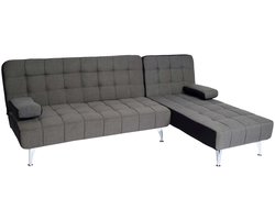 Slaapbank MCW-K22, bank hoekbank, ligvlak links/rechts slaapfunctie 236cm ~ stof/textiel donkergrijs, zwart