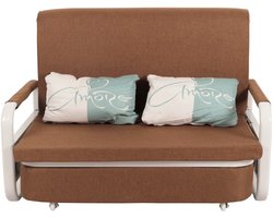 Slaapbank MCW-M83, slaapbank bank, slaapfunctie bedstee ligoppervlak, 130x185cm ~ stof/textiel bruin