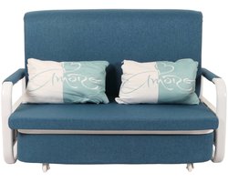 Slaapbank MCW-M83, slaapbank bank, slaapfunctie bedstee ligoppervlak, 130x185cm ~ stof/textiel donkerblauw