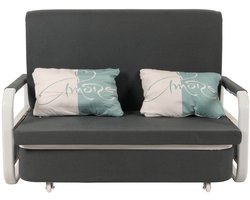 Slaapbank MCW-M83, slaapbank bank, slaapfunctie bedstee ligoppervlak, 130x185cm ~ stof/textiel donkergrijs