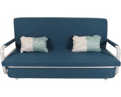 Slaapbank MCW-M83, slaapbank bank, slaapfunctie bedstee ligoppervlak, 190x185cm ~ stof/textiel donkerblauw