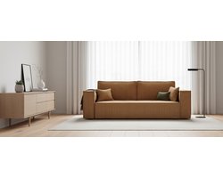 Slaapbank met Bedlade 3-zits – Industrialhome Luxe Corduroy Slaapbank Mosterdgeel – 255x105 cm – Moderne Sofa met Opbergruimte – Comfortabele Bank met Slaapfunctie – Houten Frame