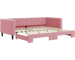 Slaapbank met bedlade - Zitbank bed - Ruimtebesparing Woonkamer - Zachte fluwelen bekleding - 90x200 cm - Roze