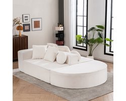 Slaapbank met inclusief 6 kussens - slaapsofa met slaapfunctie - wit - 263 × 66 cm - 5+ zitplaatsen - Volledig montagevrij