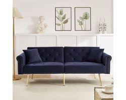 Slaapbank met rugleuning - Bank met slaapfunctie - Ontspannen en slapen - 3-voudig verstelbaar - 173x75x70 cm - Antiek blauw