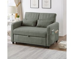 Slaapbank met slaapfunctie - tweepersoons opvouwbare bank - uitschuifbaar - rugleuning met drie standen - legergroen